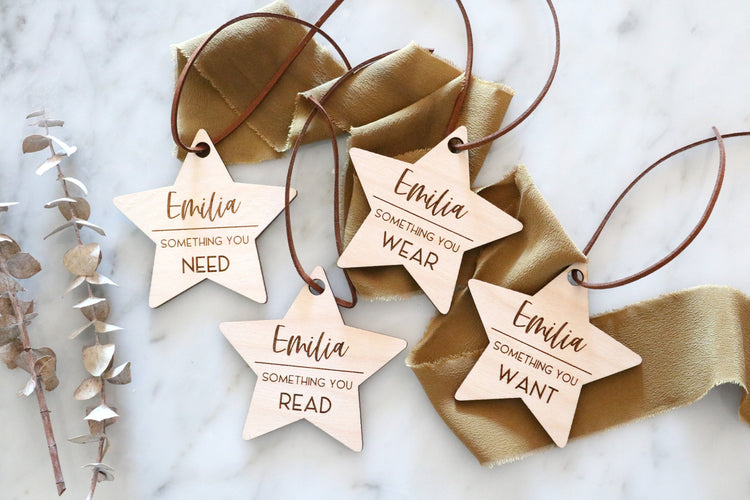custom wood star christmas gift tags