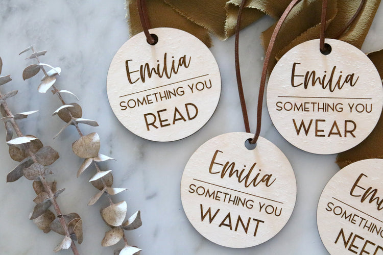 custom wood round christmas gift tags