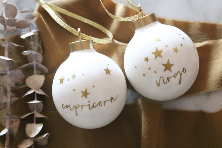 zodiac porcelain christmas ornament