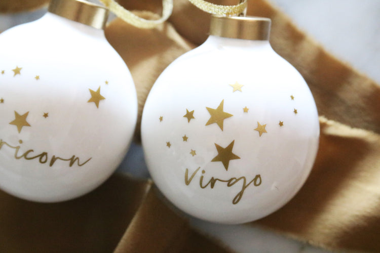 zodiac porcelain christmas ornament