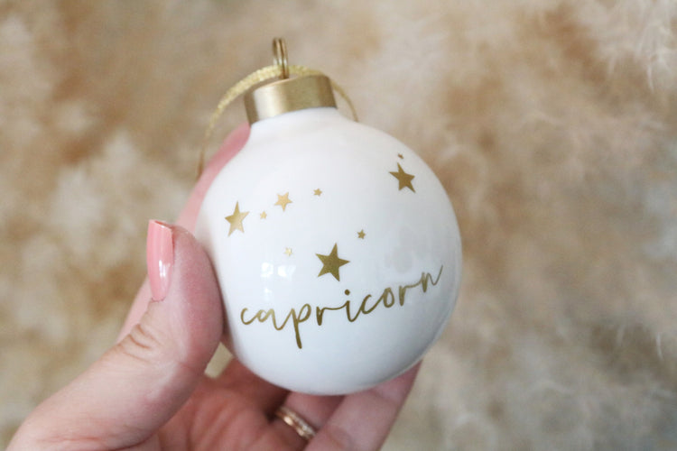 zodiac porcelain christmas ornament