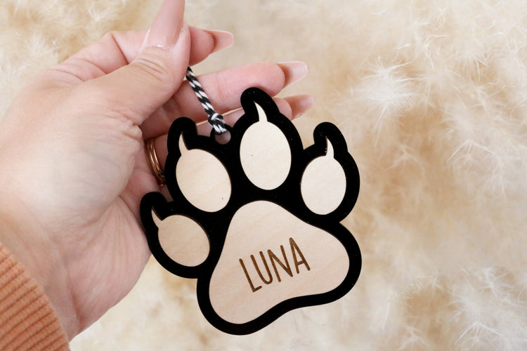 custom cat paw pet christmas ornament