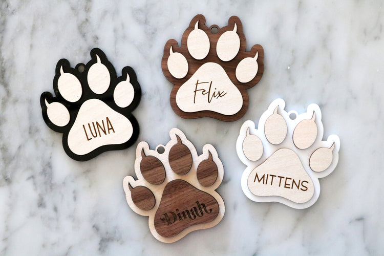 custom cat paw pet christmas ornament