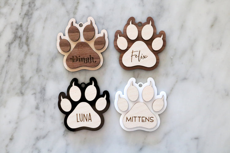 custom cat paw pet christmas ornament