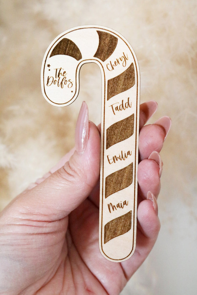 custom candy cane family wood christmas ornament