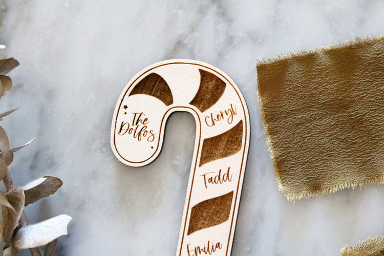 custom candy cane family wood christmas ornament