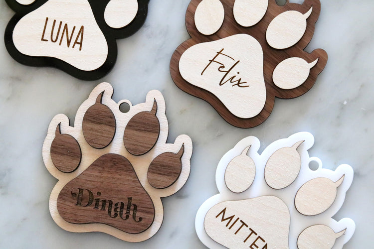 custom cat paw pet christmas ornament