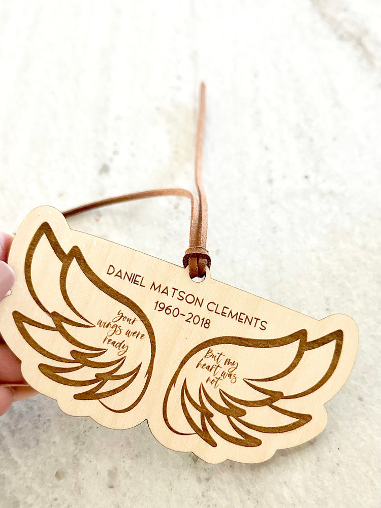 custom wings memorial wood christmas ornament