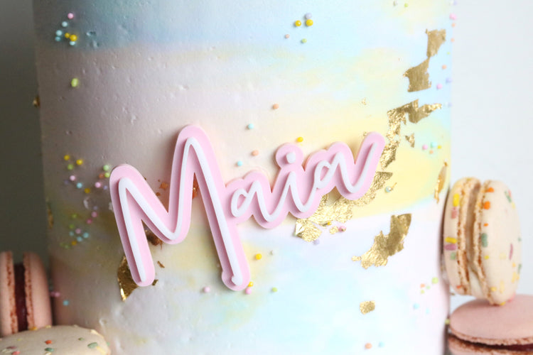 custom name double layer acrylic birthday cake charm | cake topper | birthday party | dessert table | personalized | choose your color