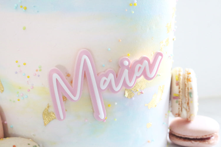 custom name double layer acrylic birthday cake charm | cake topper | birthday party | dessert table | personalized | choose your color