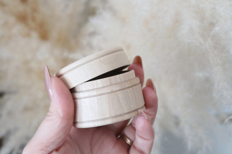custom name round wood jewelry trinket box | personalized