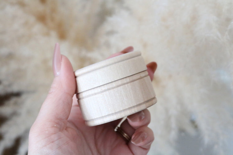 custom name round wood jewelry trinket box | personalized