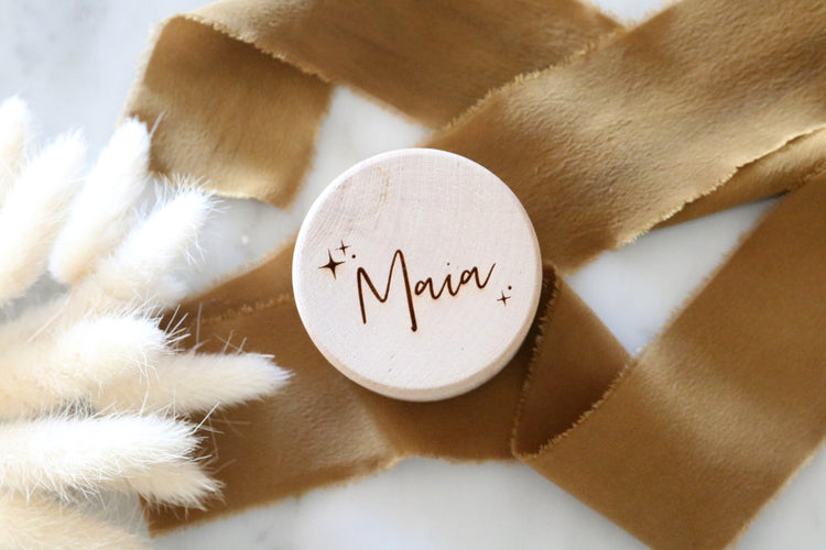 custom name round wood jewelry trinket box | personalized