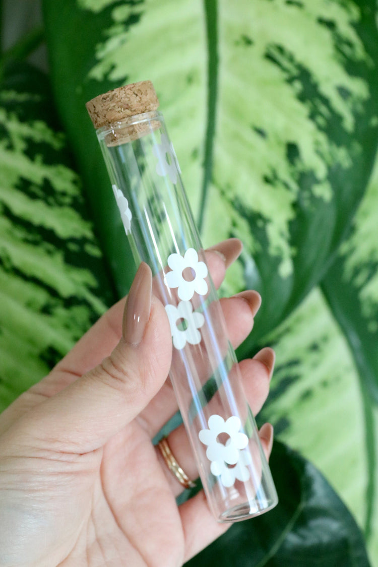 retro daisy flower tube pre roll stash jar