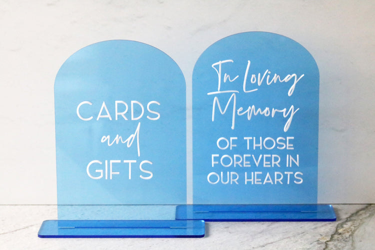 acrylic arch memory sign | acrylic wedding sign | wedding decor | arched | wedding reception | acrylic | in loving memory | memorial