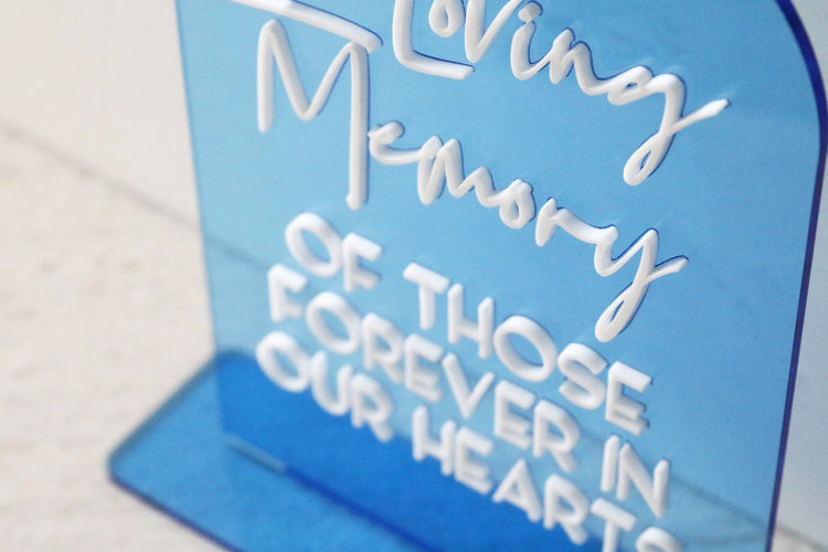 acrylic arch memory sign | acrylic wedding sign | wedding decor | arched | wedding reception | acrylic | in loving memory | memorial