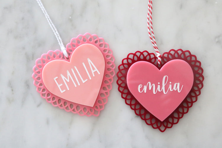 custom name valentines acrylic heart name tag