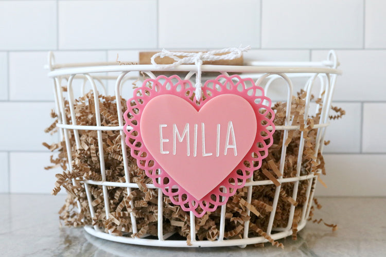 custom name valentines acrylic heart name tag