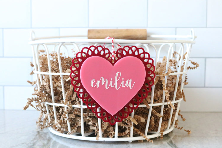 custom name valentines acrylic heart name tag