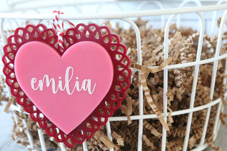 custom name valentines acrylic heart name tag