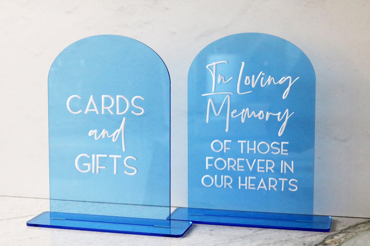 acrylic arch memory sign | acrylic wedding sign | wedding decor | arched | wedding reception | acrylic | in loving memory | memorial
