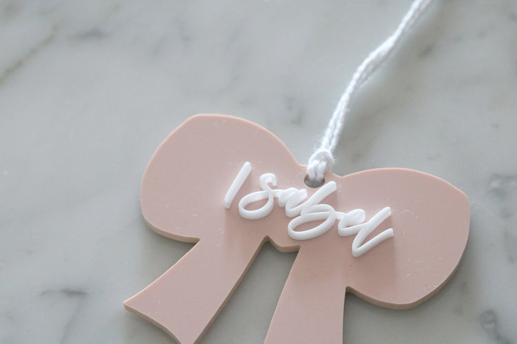 custom ribbon acrylic basket name tag | CHOOSE YOUR COLOR