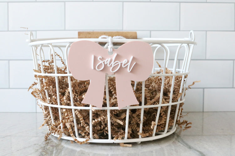 custom ribbon acrylic basket name tag | CHOOSE YOUR COLOR