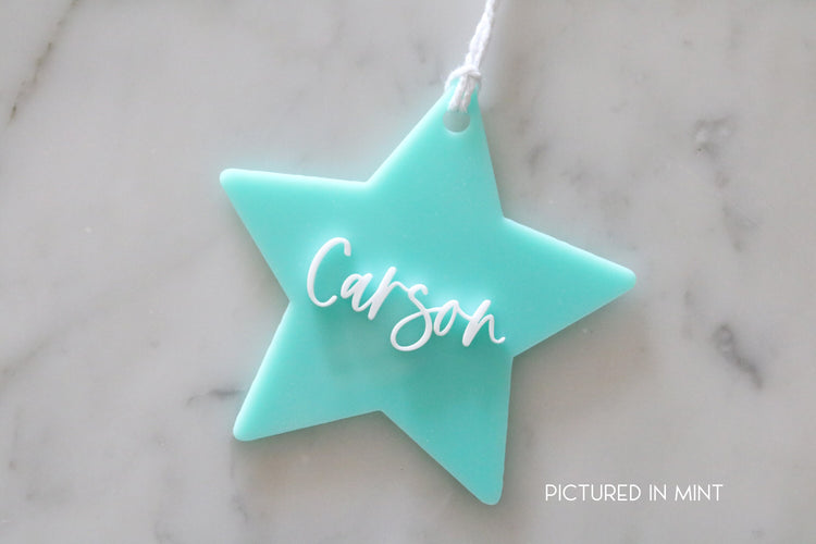 custom star acrylic basket name tag | CHOOSE YOUR COLOR