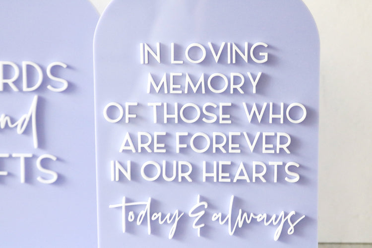 acrylic arch memory sign | acrylic wedding sign | wedding decor | arched | wedding reception | acrylic | in loving memory | memorial
