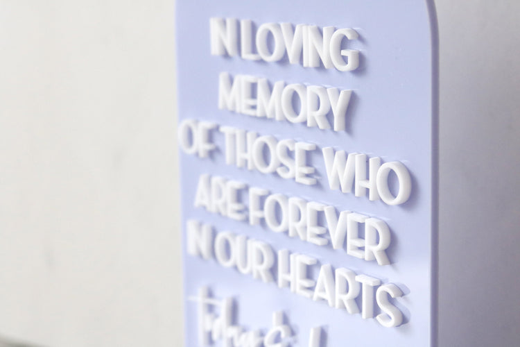 acrylic arch memory sign | acrylic wedding sign | wedding decor | arched | wedding reception | acrylic | in loving memory | memorial