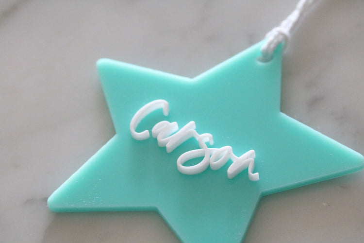 custom star acrylic basket name tag | CHOOSE YOUR COLOR