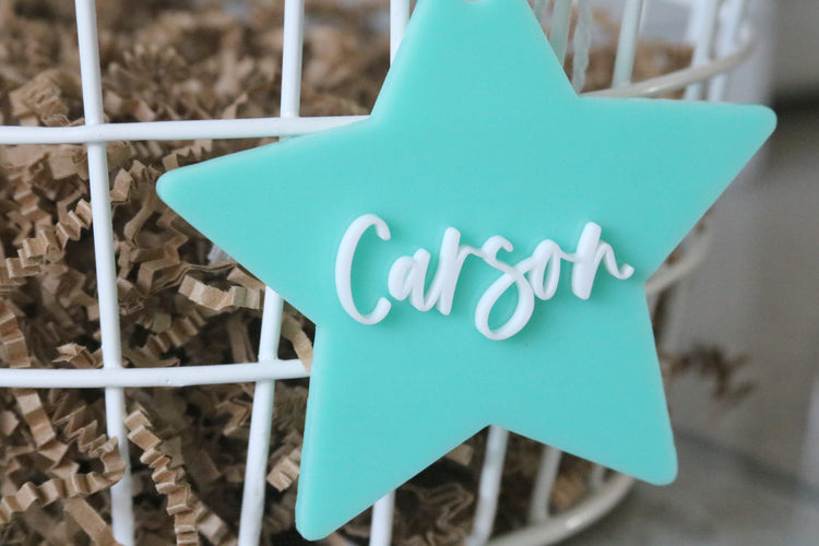 custom star acrylic basket name tag | CHOOSE YOUR COLOR
