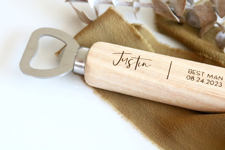 custom engraved wood bottle opener