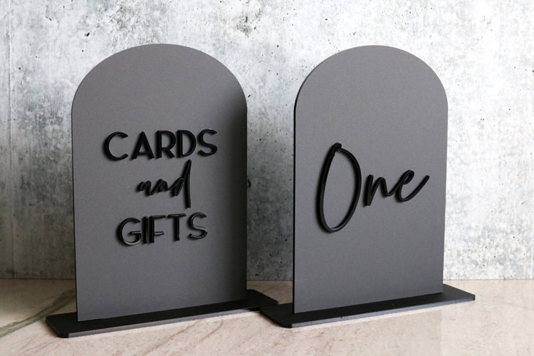 acrylic arch table number signs | acrylic wedding sign | wedding decor | arched table number | wedding table number | acrylic table number | matte black