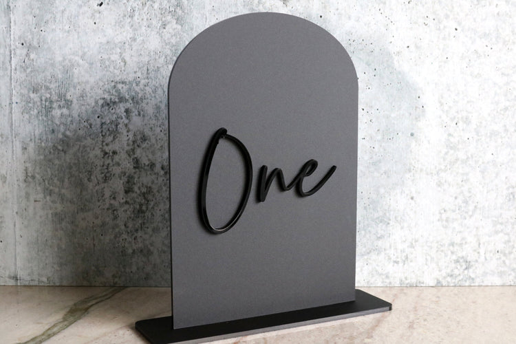 acrylic arch table number signs | acrylic wedding sign | wedding decor | arched table number | wedding table number | acrylic table number | matte black