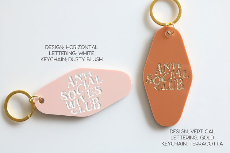 anti social wives club motel keychain | CHOOSE YOUR COLOR