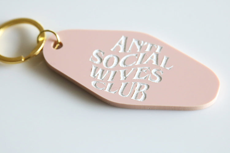anti social wives club motel keychain | CHOOSE YOUR COLOR