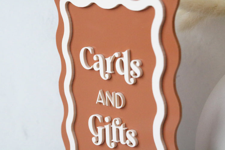 wavy cards and gifts sign | guestbook sign | retro wave | acrylic wedding sign | wedding decor | reception | acrylic | gift card table