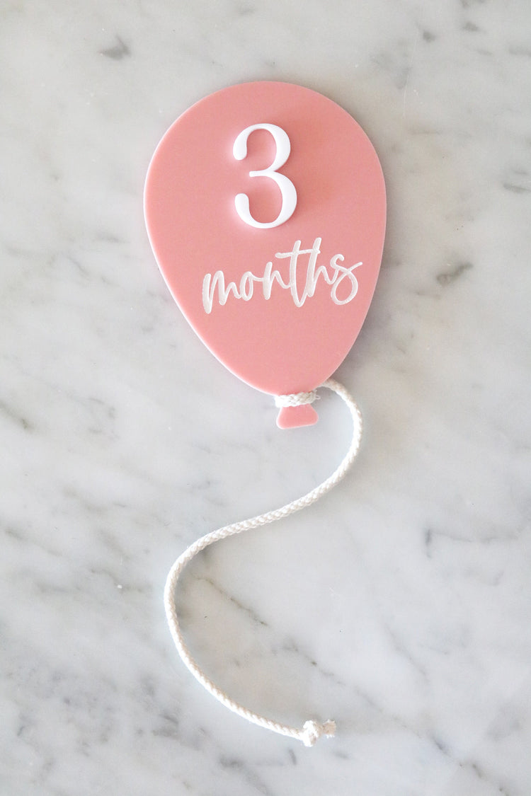 acrylic balloon baby age monthly milestone sign | baby gift | keepsake | baby shower | first year | month | new baby | engraved | age marker
