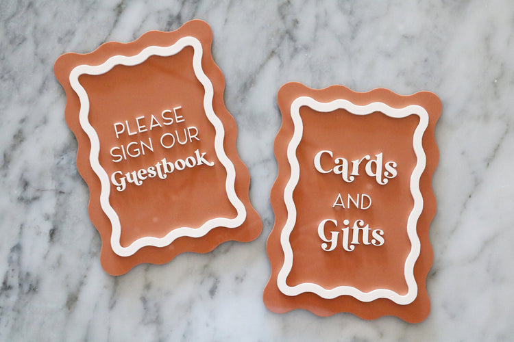 wavy cards and gifts sign | guestbook sign | retro wave | acrylic wedding sign | wedding decor | reception | acrylic | gift card table