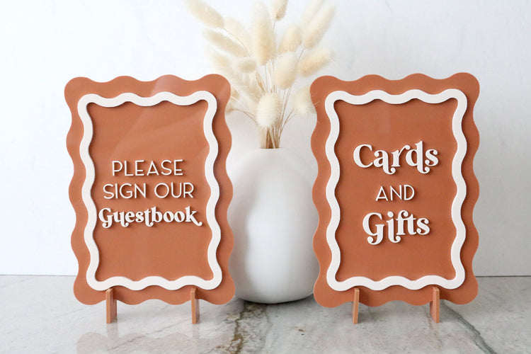 wavy cards and gifts sign | guestbook sign | retro wave | acrylic wedding sign | wedding decor | reception | acrylic | gift card table