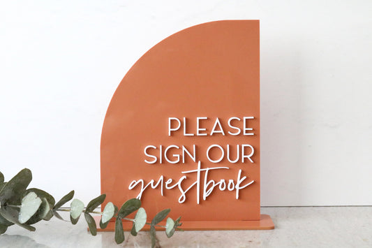 acrylic half arch guestbook sign | acrylic wedding sign | wedding decor | arched | wedding reception | acrylic | gift table | card box