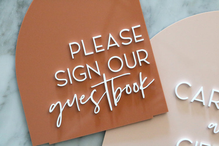 acrylic half arch guestbook sign | acrylic wedding sign | wedding decor | arched | wedding reception | acrylic | gift table | card box
