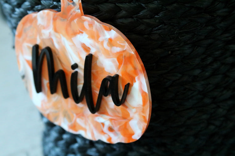 custom pumpkin halloween name tag