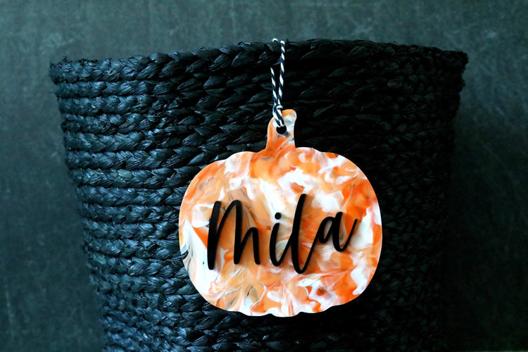 custom pumpkin halloween name tag