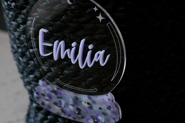 custom crystal ball halloween name tag