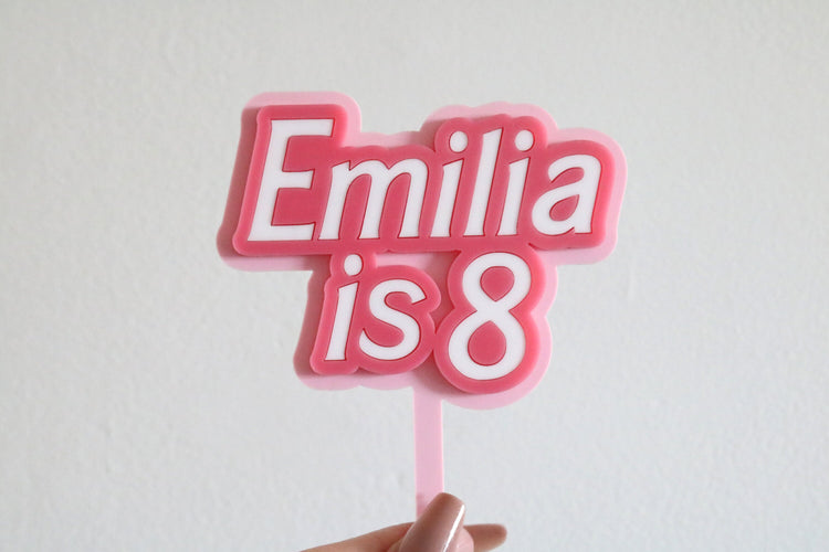 custom name barbie inspired birthday cake topper