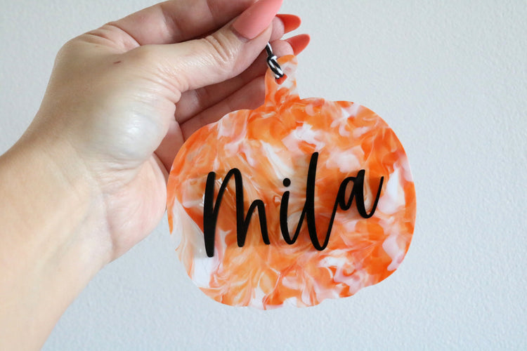 custom pumpkin halloween name tag