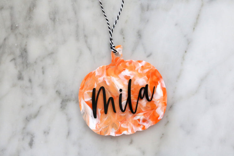 custom pumpkin halloween name tag