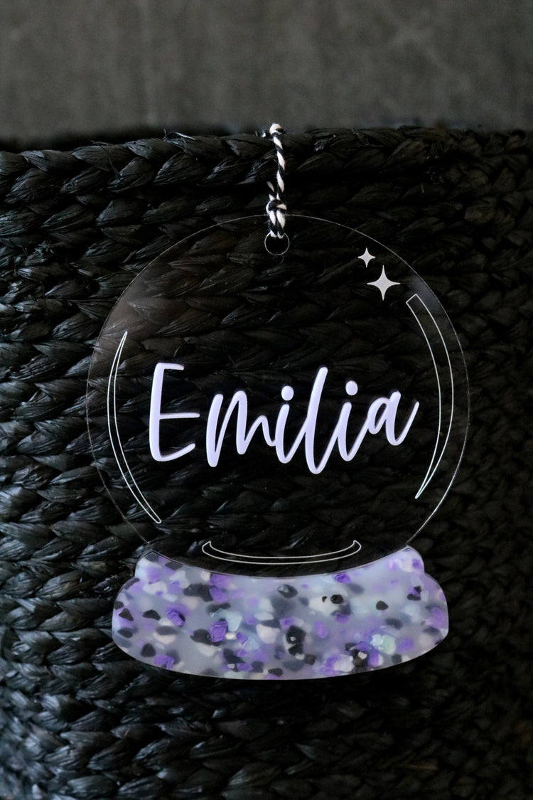 custom crystal ball halloween name tag